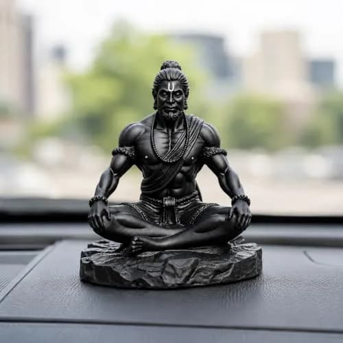 UNOVATE Lord Hanuman Idol for Car Dashboard, Home, Office Desk – Peace & Prosperity, Black Matte Finish thumbnail 8