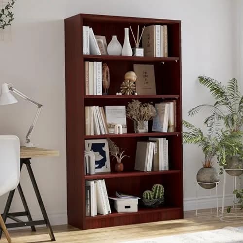 i-VTIES Bookcase Adjustable Storage Shelves 60-Inch Cherry | 5-Tier Modern Wood Bookcase for Bedroom & Office thumbnail 6