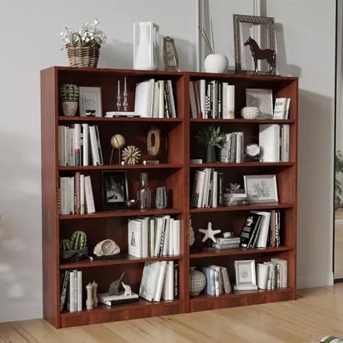 i-VTIES Bookcase Adjustable Storage Shelves 60-Inch Cherry | 5-Tier Modern Wood Bookcase for Bedroom & Office thumbnail 7