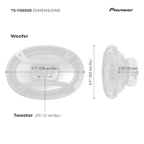 PIONEER F-Series TS-F6935R 6" x 9" 3-Way Coaxial Car Speakers 230W Max | 3-Way Coaxial Car Speakers for Immersive Sound thumbnail 6