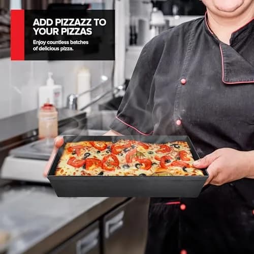Stock Your Home 8x10 Detroit Style Pizza Pan – Non-Stick Deep Dish Aluminum Pan for Focaccia, Sicilian Bread, Brownies & Chicago-Style Pizza thumbnail 6