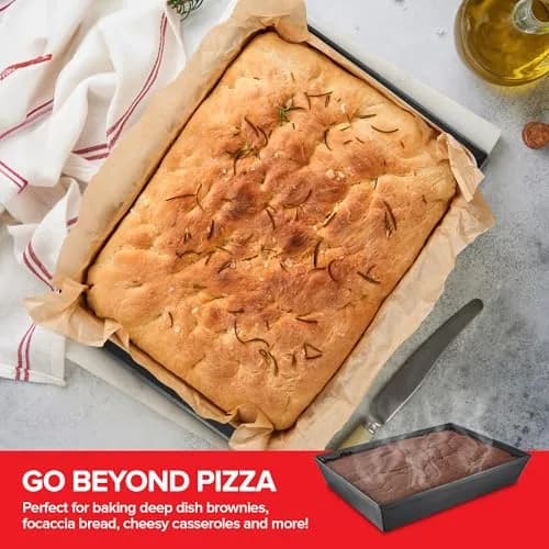 Stock Your Home 8x10 Detroit Style Pizza Pan – Non-Stick Deep Dish Aluminum Pan for Focaccia, Sicilian Bread, Brownies & Chicago-Style Pizza thumbnail 7