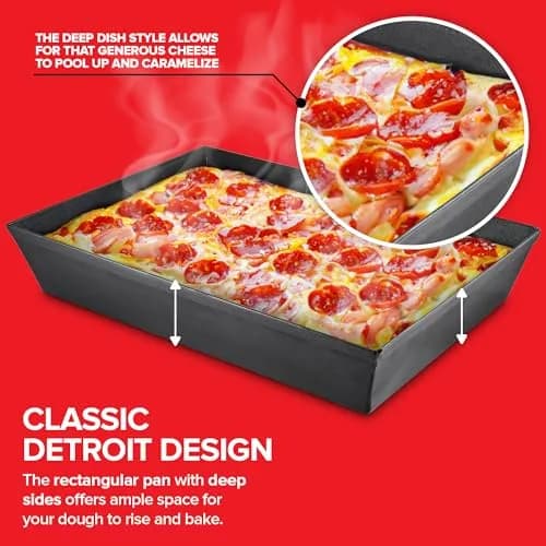 Stock Your Home 8x10 Detroit Style Pizza Pan – Non-Stick Deep Dish Aluminum Pan for Focaccia, Sicilian Bread, Brownies & Chicago-Style Pizza thumbnail 3