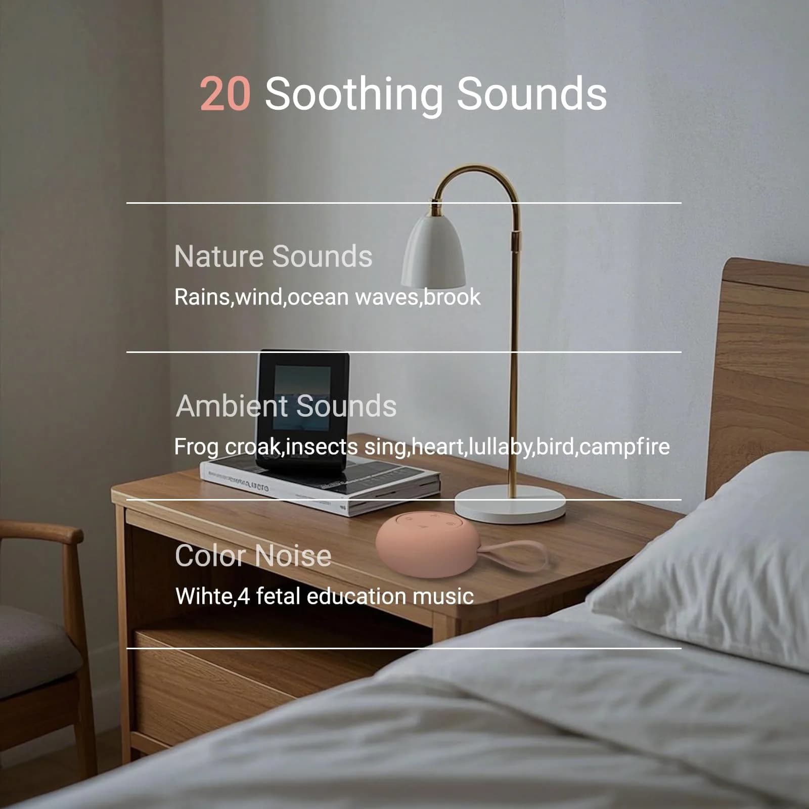 jaroco Portable Baby Sound Machine in Peach - 12 Soothing Sounds & 15-Hour Battery for Travel Sleep - view 2