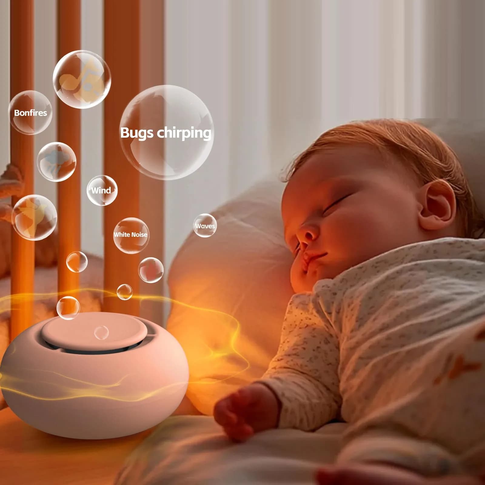jaroco Portable Baby Sound Machine in Peach - 12 Soothing Sounds & 15-Hour Battery for Travel Sleep - view 3