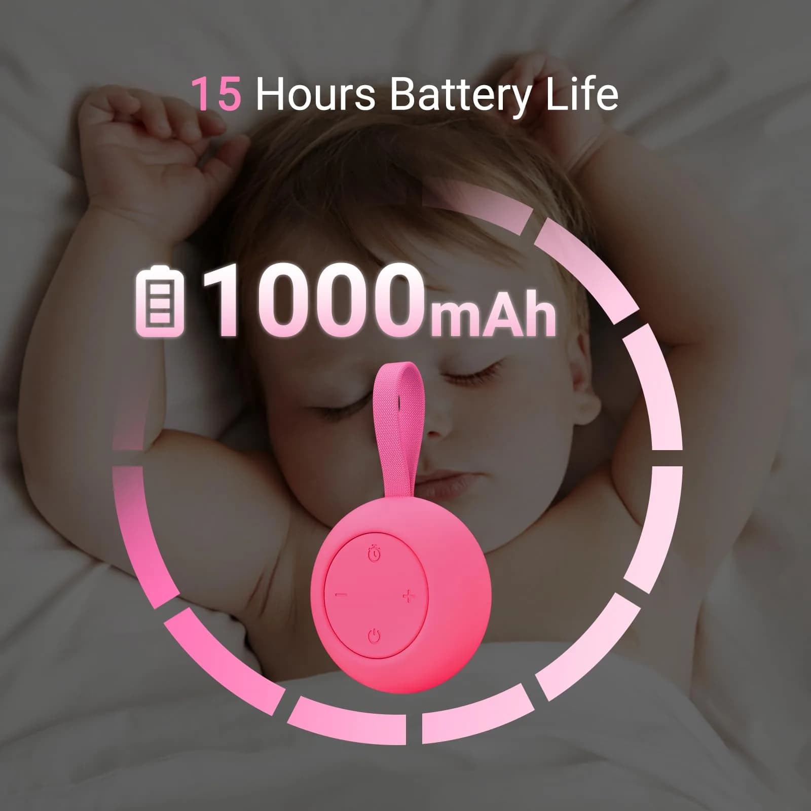 jaroco Portable Baby Sound Machine Rose | 15-Hour Battery Life Sleep Soother - view 2