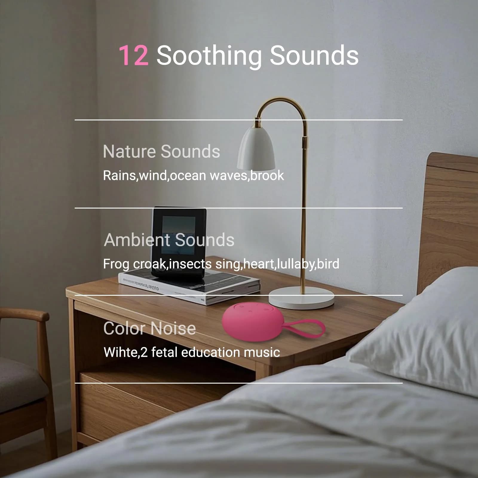jaroco Portable Baby Sound Machine Rose | 15-Hour Battery Life Sleep Soother - view 3