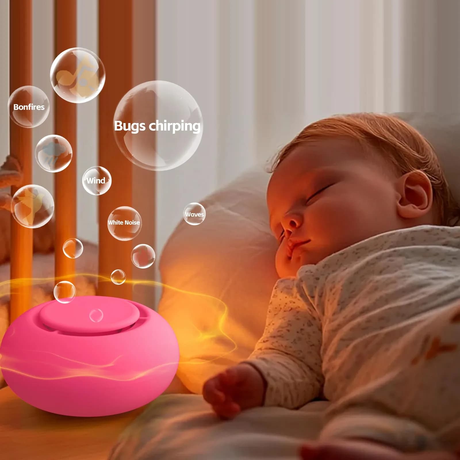 jaroco Portable Baby Sound Machine Rose | 15-Hour Battery Life Sleep Soother - view 4