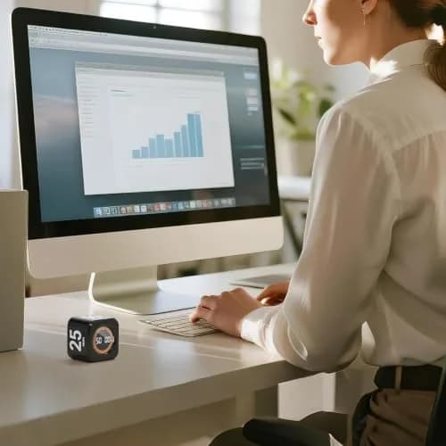 EooCoo Rotating Flip Timer 5/10/25/50 Min, USB-C Rechargeable, Visual Countdown & Stopwatch | ADHD Tools for Study & Work thumbnail 2