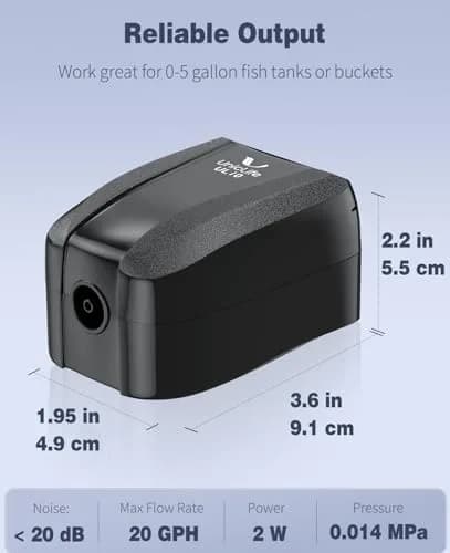 Uniclife Aquarium Air Pump 20 GPH | Ultra-Quiet Fish Tank Oxygen Pump for Tanks up to 5 Gallons thumbnail 5