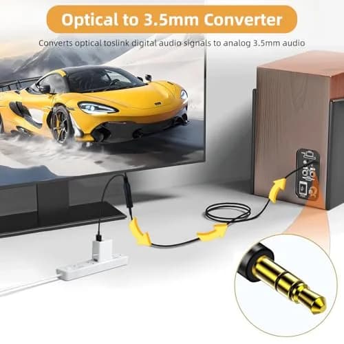 NCGGY 192KHz DAC Optical to 3.5mm Audio Converter | Unidirectional Optical to AUX, 3ft thumbnail 2