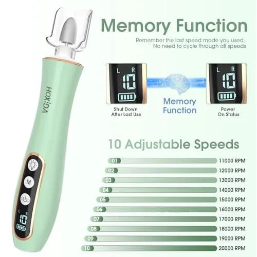 Hoxida Professional Cordless Electric Nail Drill Kit with 360° LED Light & 10 Speeds | 20,000 RPM thumbnail 5