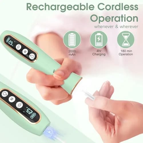 Hoxida Professional Cordless Electric Nail Drill Kit with 360° LED Light & 10 Speeds | 20,000 RPM thumbnail 7