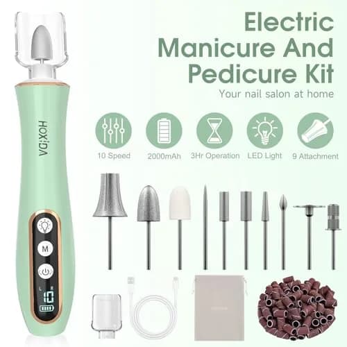 Hoxida Professional Cordless Electric Nail Drill Kit with 360° LED Light & 10 Speeds | 20,000 RPM thumbnail 2