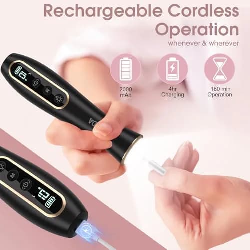 Hoxida Professional Nail Drill Kit Pink | 20,000 RPM Cordless Electric Nail File with 360° LED Light & 12 Bits thumbnail 7