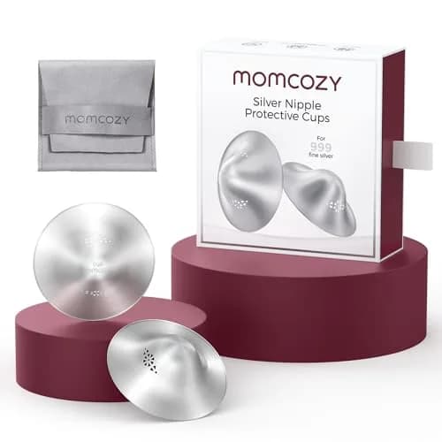 Momcozy 999 Silver Nursing Cups XXL Size | Perforated Breathable Design for Breastfeeding Essentials thumbnail 1