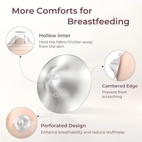 Momcozy 999 Silver Nursing Cups XXL Size | Perforated Breathable Design for Breastfeeding Essentials thumbnail 2