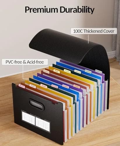 Sooez Accordion File Organizer 13-Pocket Letter Size | Deeper Pockets Keep Index Tabs Visible thumbnail 5