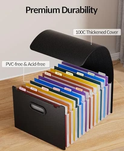 Sooez Accordion File Organizer 13-Pocket Letter Size | Durable Pink Pastels with Deeper Pockets thumbnail 5