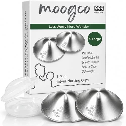 MOOGCO Original Silver Nursing Cups X-Large | 99.9% Pure Silver for Soothing Relief thumbnail 1