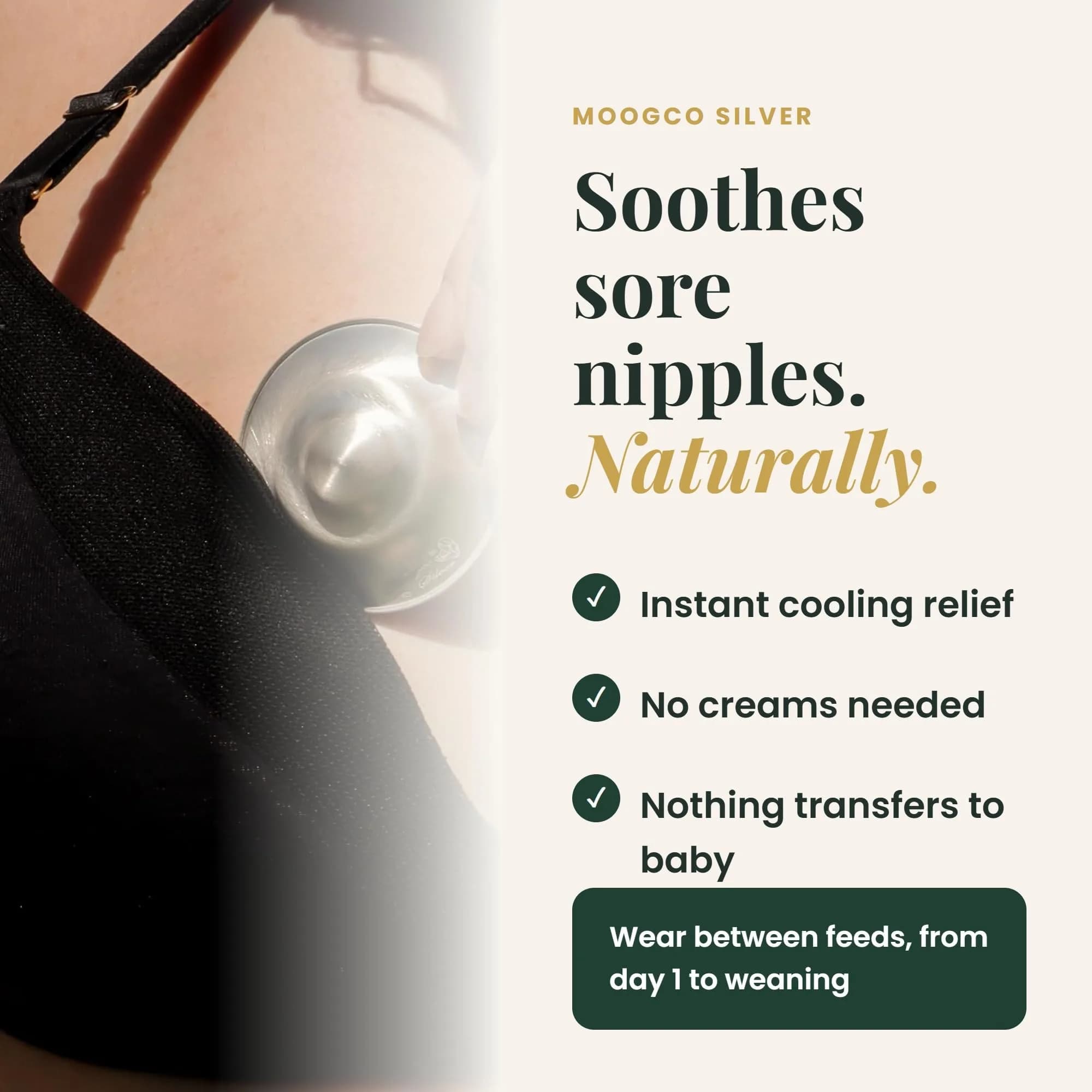 MOOGCO Original Silver Nursing Cups X-Large | 99.9% Pure Silver for Soothing Relief - view 4