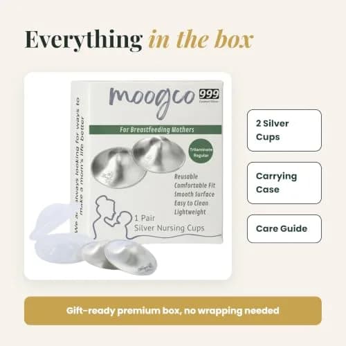 MOOGCO Original Silver Nursing Cups X-Large | 99.9% Pure Silver for Soothing Relief thumbnail 7
