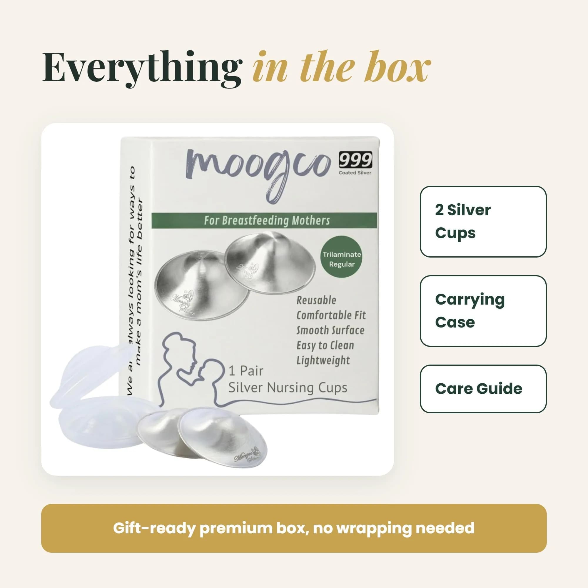 MOOGCO Original Silver Nursing Cups X-Large | 99.9% Pure Silver for Soothing Relief - view 7