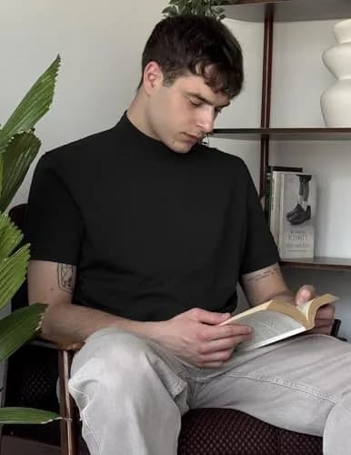 COOFANDY Mock Turtleneck for Men Heavy Weight Cotton Short Sleeve | Casual Regular Fit thumbnail 2