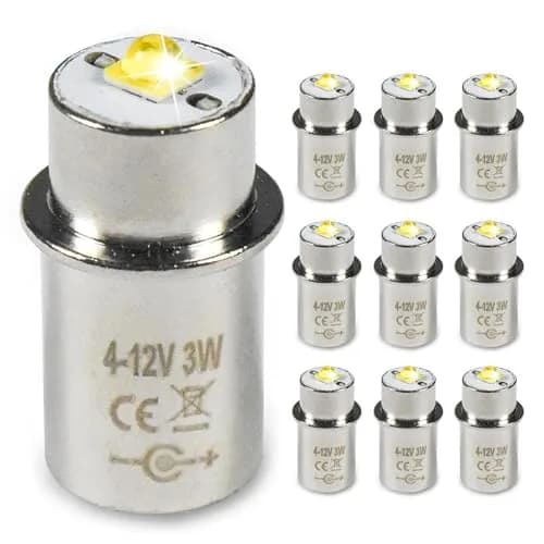 HQRP 10-Pack High Power 3W LED Bulb Compatible with Maglite 3D 4D 5D 6D / 3C 4C 5C 6C / 3-4-5-6 D/C Cell Torch Flashlights thumbnail 1
