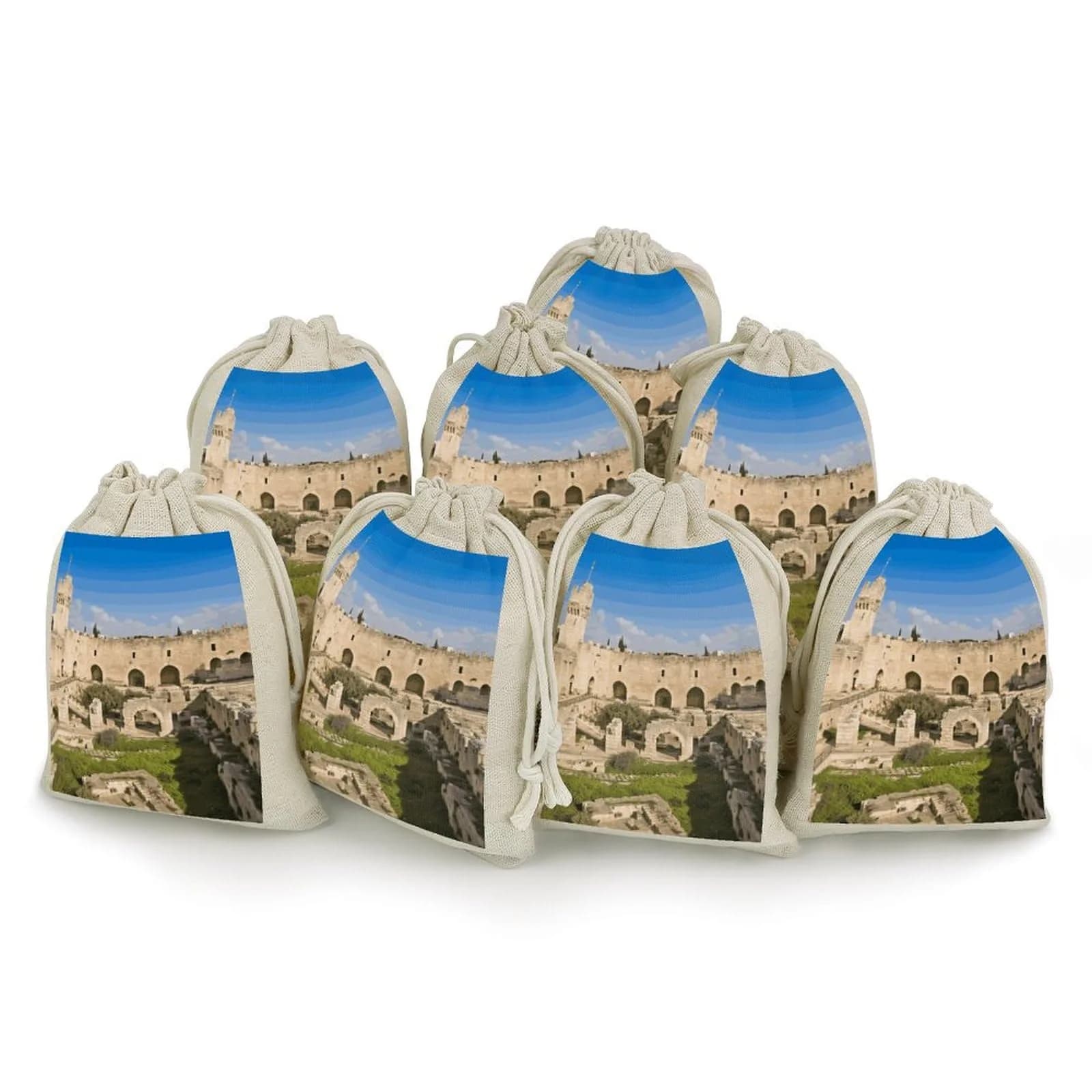 IOLVSHGH Israel at The Tower of David Cotton Muslin Bags 6.7x4.9 Inch | Reusable Gift & Spice Pouches — style