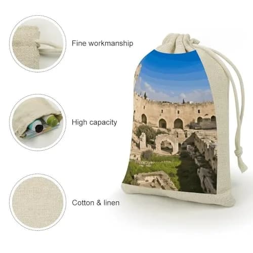 IOLVSHGH Israel at The Tower of David Cotton Muslin Bags 6.7x4.9 Inch | Reusable Gift & Spice Pouches thumbnail 3