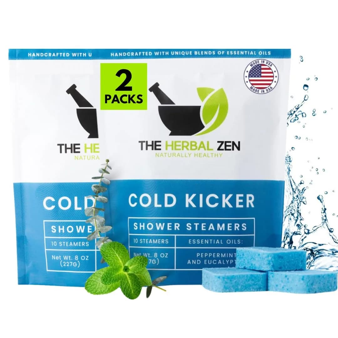 The Herbal Zen Cold Kicker Shower Steamers Aromatherapy for Relief, Peppermint & Eucalyptus Shower Bomb Tablets (20 Pack) - main product image