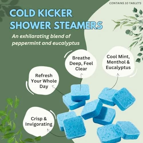 The Herbal Zen Cold Kicker Shower Steamers Aromatherapy Relief - 20 Pack | Eucalyptus & Peppermint Vapor Tablets for Sinus Relief thumbnail 5