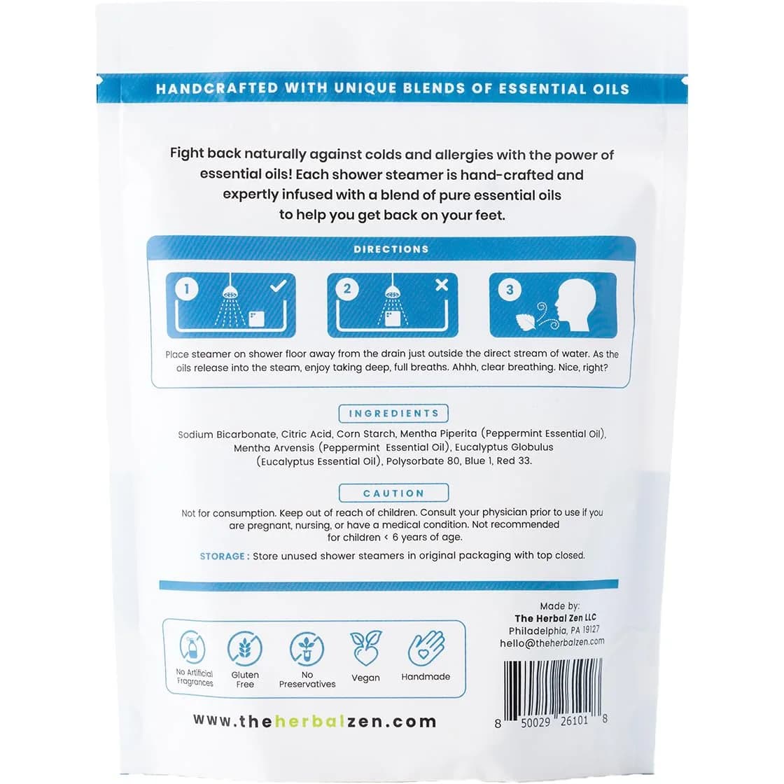 The Herbal Zen Cold Kicker Shower Steamers Aromatherapy for Relief, Peppermint & Eucalyptus Shower Bomb Tablets (20 Pack) - view 8
