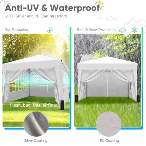SANWAY 10x10 Pop Up Canopy with Sidewalls x 4 | Waterproof, UV-Resistant Portable Shelter thumbnail 2