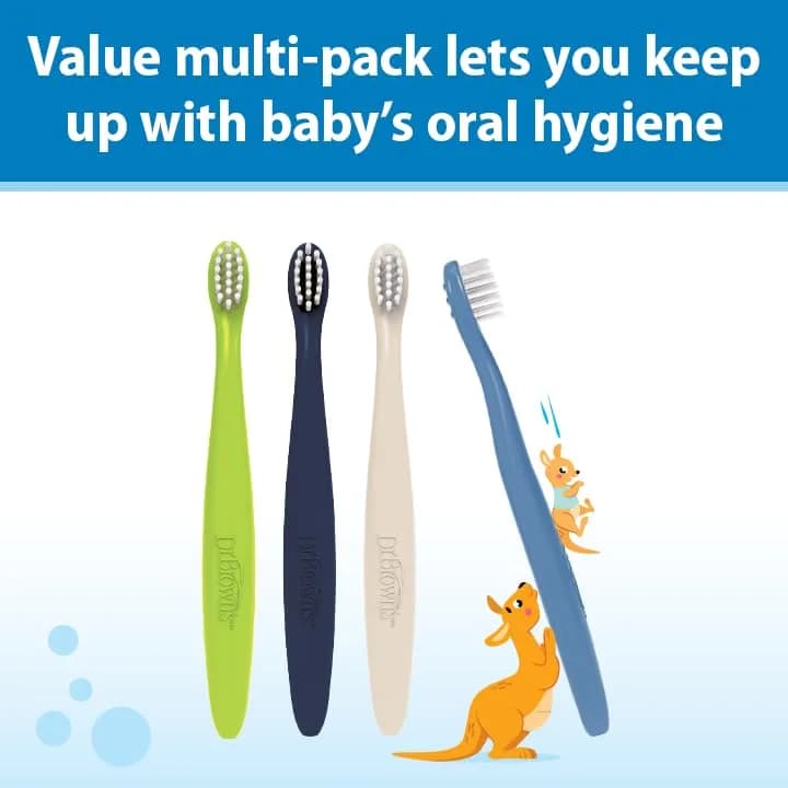 Dr. Brown's Infant-to-Toddler Toothbrush Set Soft & Gentle Manual Toothbrushes for Baby 0-3 Years – 4-Pack thumbnail 7