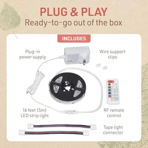 Birch Lighting Multicolor RGBW Smart LED Strip Light Kit 5m (16ft) with Remote & App Control thumbnail 4