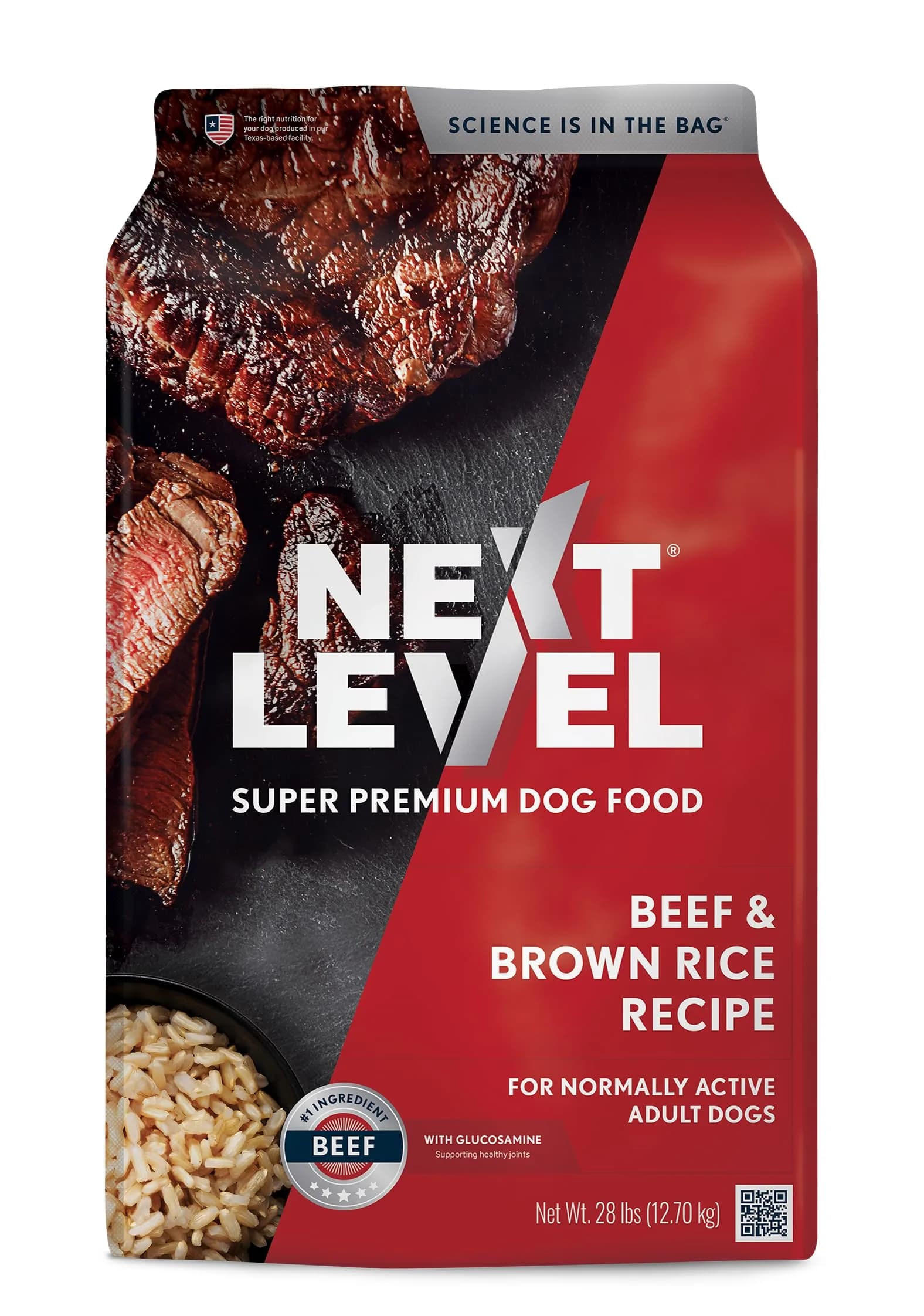 Next Level Super Premium Dog Food – Beef & Brown Rice Recipe, 28 Pound | Supports Hip & Joint Health