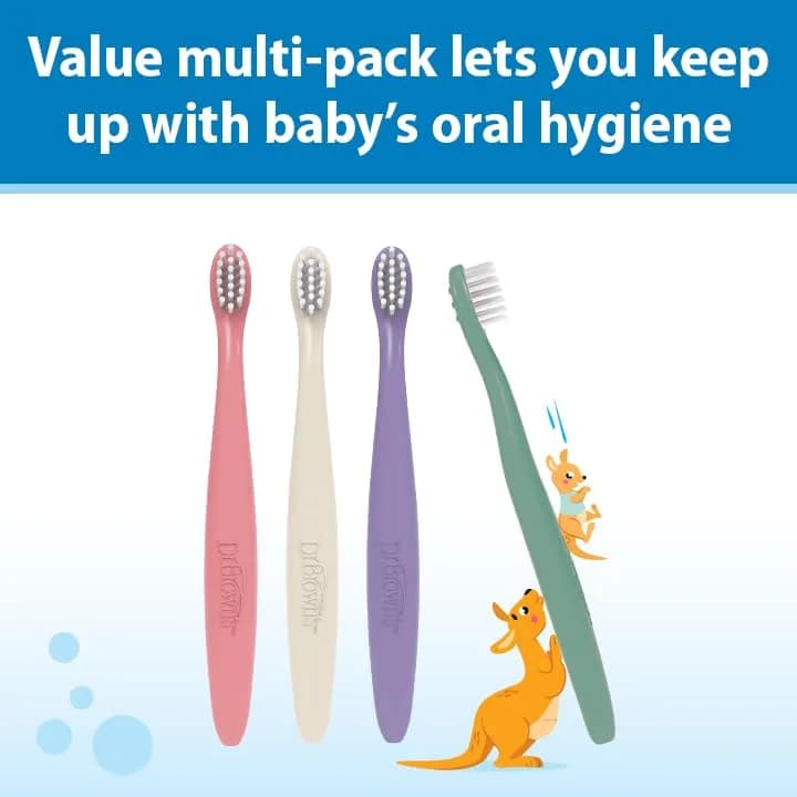 Dr. Brown's Infant-to-Toddler Toothbrush Set, Soft & Gentle Manual Toothbrushes for Baby, 4-Pack | BPA Free, 0-3 Years thumbnail 7