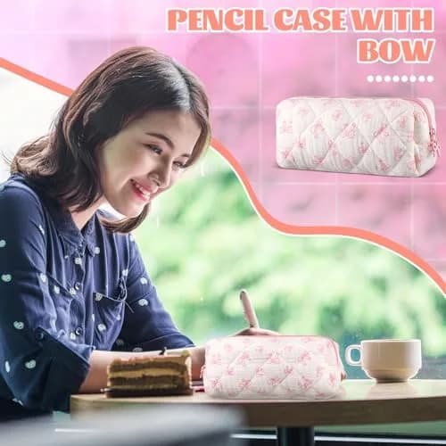 Sherr Coquette Bow Pencil Case Pink Bow 7.48 Inch | Lightweight & Travel Friendly thumbnail 6