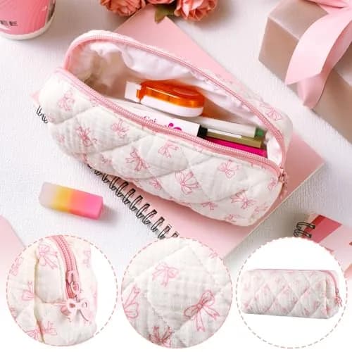 Sherr Coquette Bow Pencil Case Pink Bow 7.48 Inch | Lightweight & Travel Friendly thumbnail 3