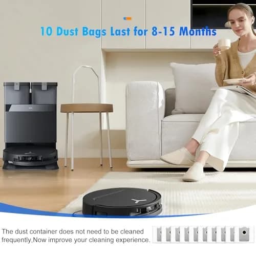 DrFlito 10 Pack X8 Dust Bags for Ecovacs Deebot Omni Robot Vacuum Cleaner | 4-Layer Filtration thumbnail 7