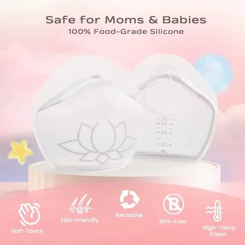 Hranio Milk Collectors for Breastfeeding 70ml (2.5oz) | Wearable Silicone Breast Pump for Postpartum Essentials thumbnail 2