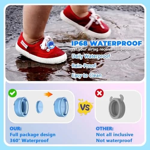 BIQIRE AirTag Shoes Holder 2-Pack (Blue & Pink) | Waterproof Silicone Case for Kids Shoelaces thumbnail 3