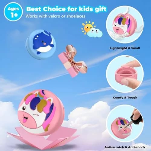 BIQIRE AirTag Shoes Holder 2-Pack (Blue & Pink) | Waterproof Silicone Case for Kids Shoelaces thumbnail 4