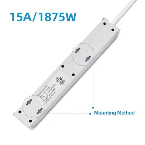 Tiffcofio Surge Protector Power Strip, 6 ft Extension Cord, 600 Joules Surge Protection, 6 Outlets, 15A/1875W | ETL Listed thumbnail 2