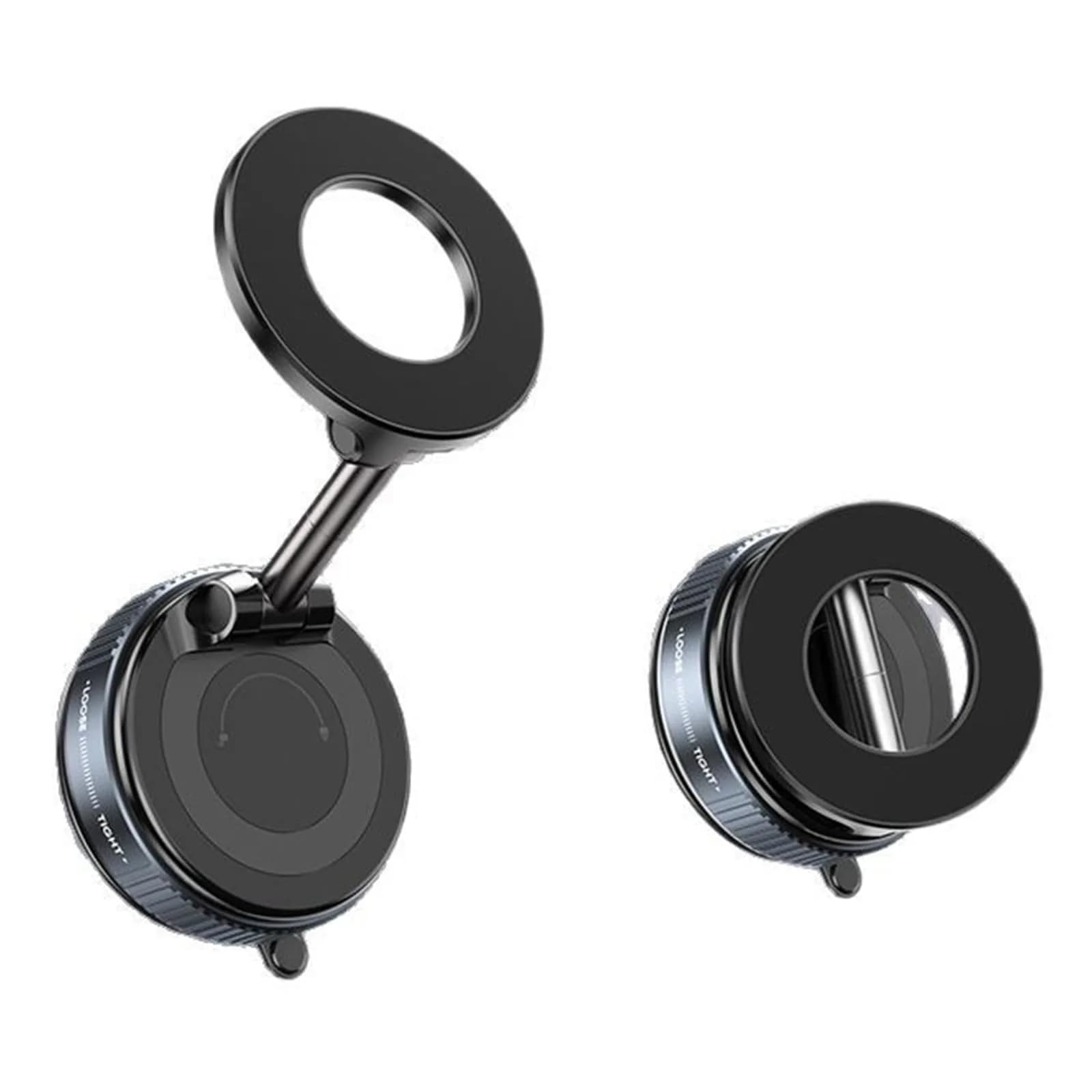 Jikasho Magnetic Phone Holder for Car | Suction Cup MagSafe Mount, 360° Adjustable, Washable Gel Base, Black — Space Grey