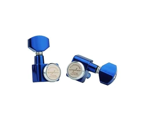 Guyker 6-in-line Guitar Locking Tuners GK434, Blue Chrome (Set of 6) | Precision 1:18 Gear Ratio thumbnail 5
