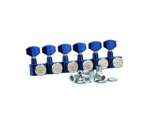 Guyker 6-in-line Guitar Locking Tuners GK434, Blue Chrome (Set of 6) | Precision 1:18 Gear Ratio thumbnail 3