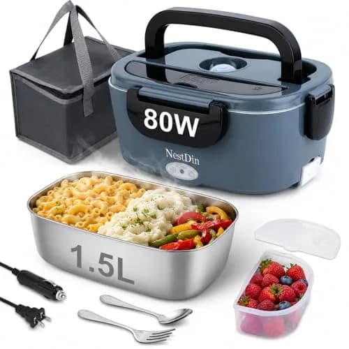 NestDin Electric Lunch Box 1.5L | Rapid 80W Heating, Leakproof & Food-Grade Steel thumbnail 1